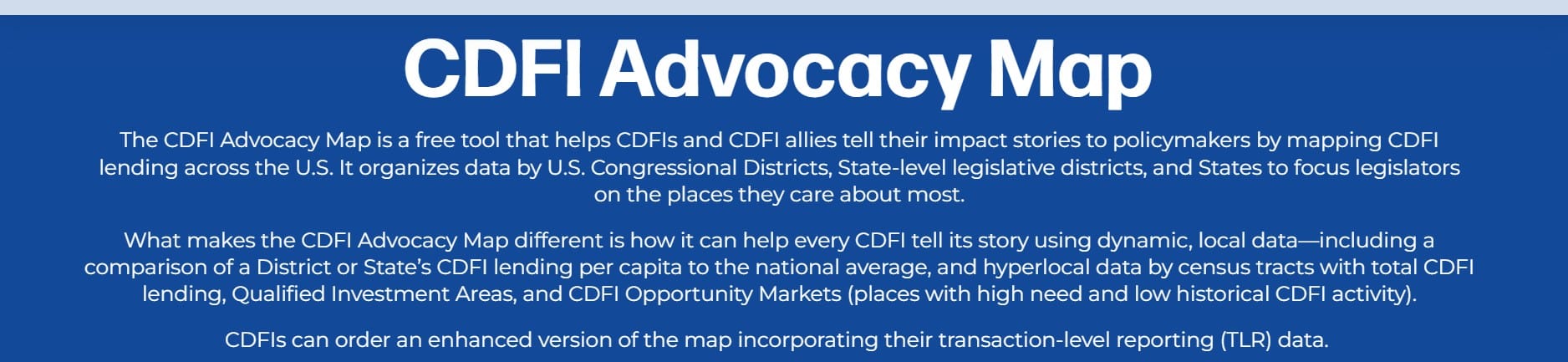 The CDFI Advocacy Map from CDFI Friendly America